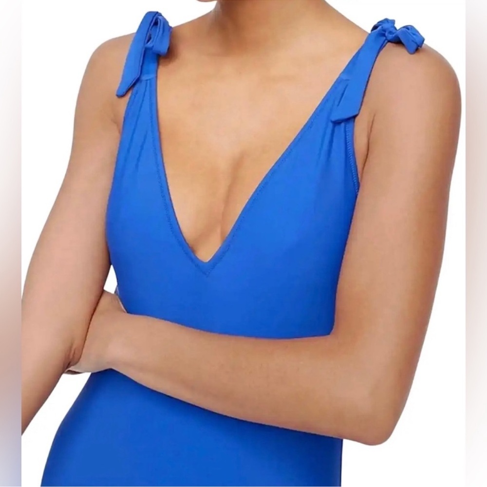 J. Crew Tie Shoulder One Piece Swimsuit Brilliant Blue Size XXL BR591 - Picture 2 of 8